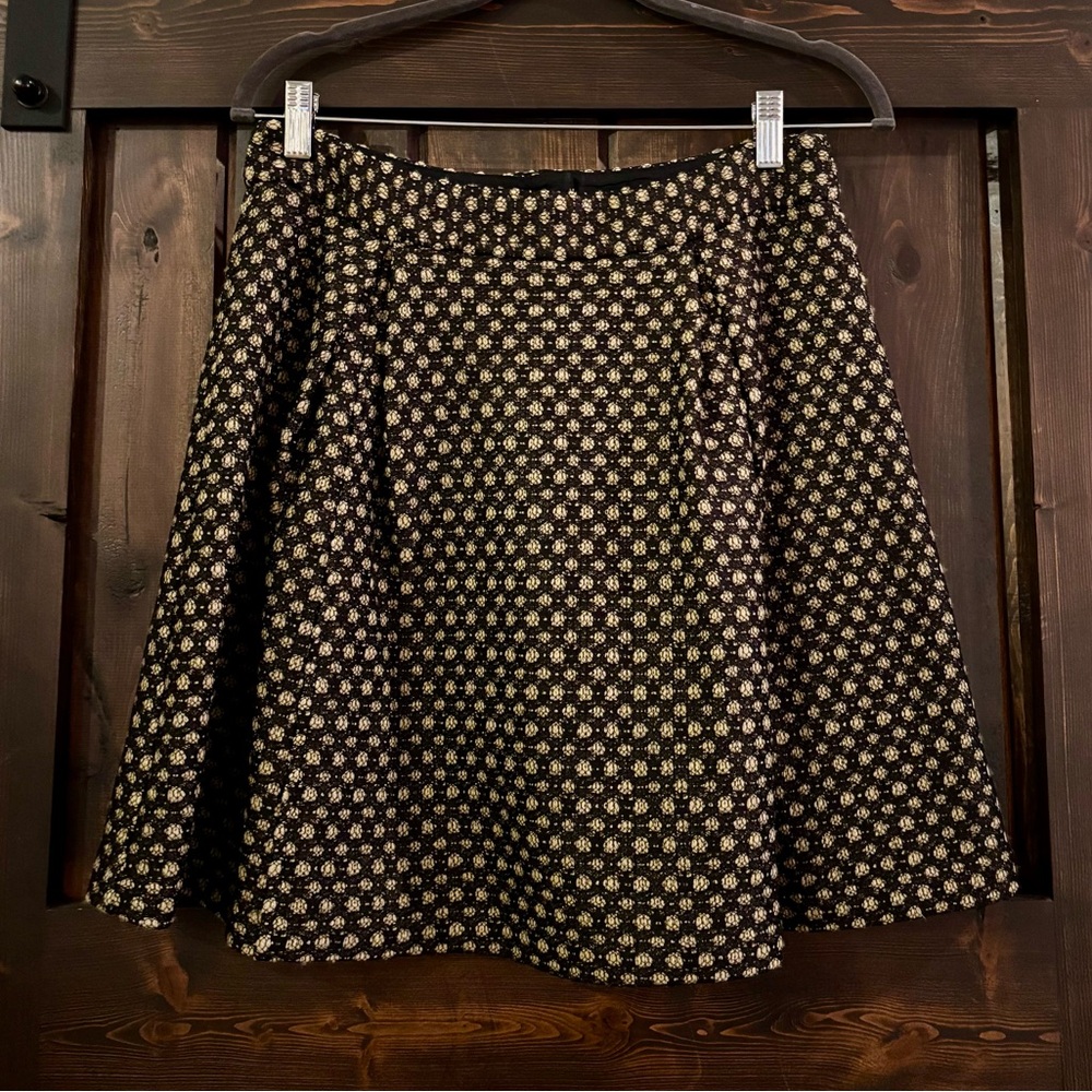 ❗️FINAL❗️Nanette Lepore Black and Gold Patterned A-Line Skirt 10 Made in USA